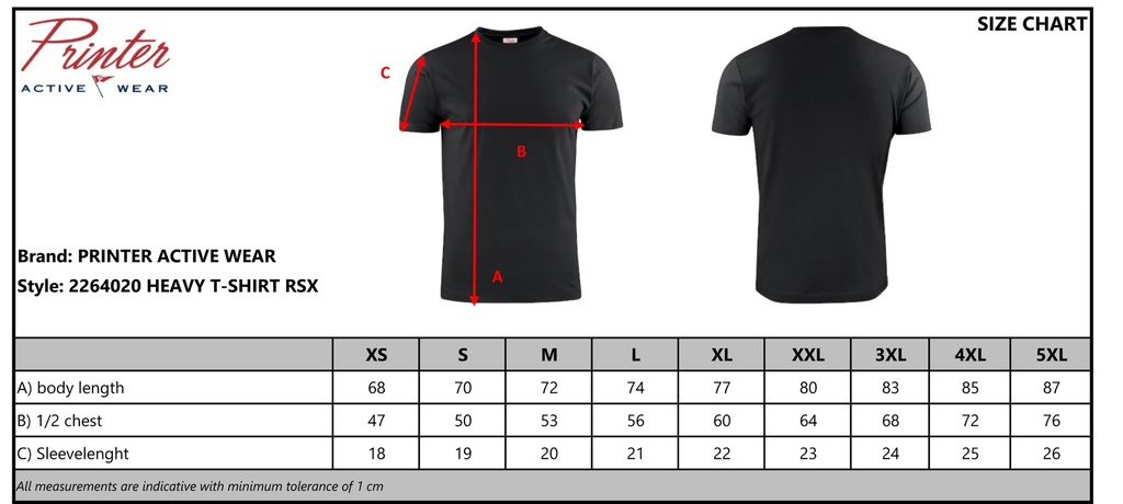 Deceuninck - Tshirt maattabel